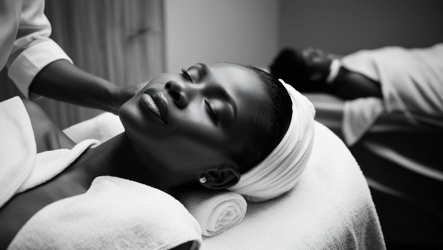 African woman at the spa - photograph black and white..jpg